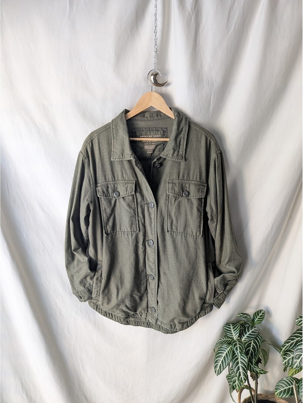 American Eagle Olive Green Cotton Military Jacket Medium